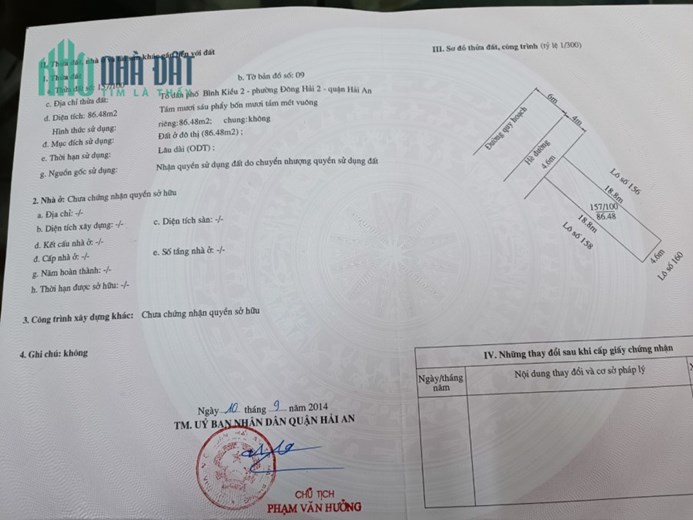 Chỉ hơn 2 tỷ CÓ NGAY LÔ 86 m2 ngang 4,6m TĐC Tasa Bình Kiều, Quận Hải An