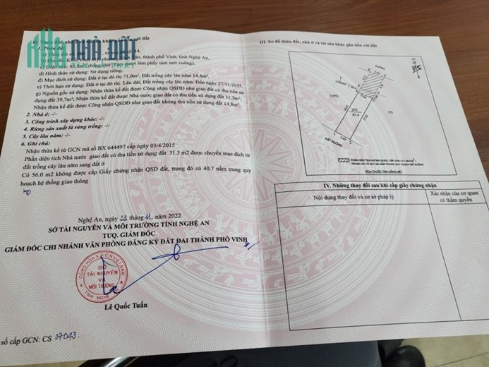 Bán đất 86m2 có nhà cấp 4, mặt đường Cao Xuân Huy kéo dài, Tp Vinh