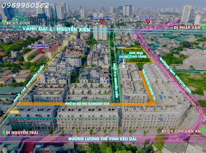 Liền kề kinh doanh tốt, 214 Nguyễn Xiển, 115m2, 6x14m, 5,5 tầng, mặt đường 30m