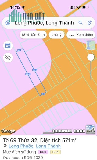 Bán lô đất mặt tiền đường Bàu Cạn, Long Phước, Long Thành, Đồng Nai