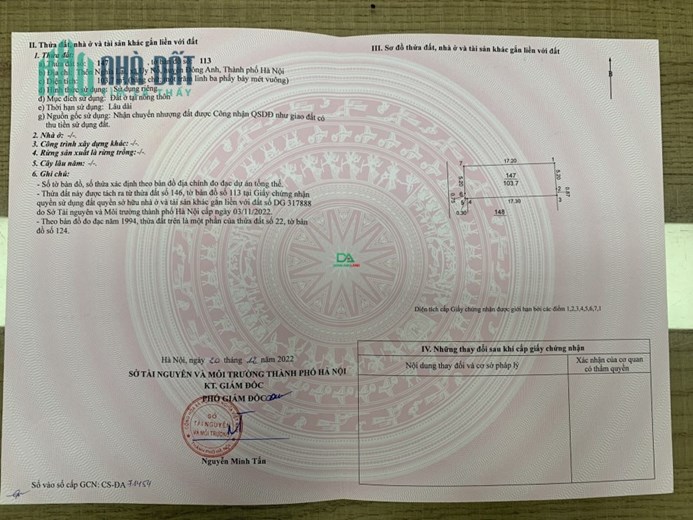 Bán 103m Nghĩa Lại Uy Nỗ Đông Anh  .Gần công viên Kim Quy