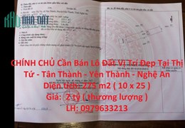 CHÍNH CHỦ Cần Bán Lô Đất Vị Trí Đẹp Tại Thị Tứ - Tân Thành - Yên Thành - Nghệ An
