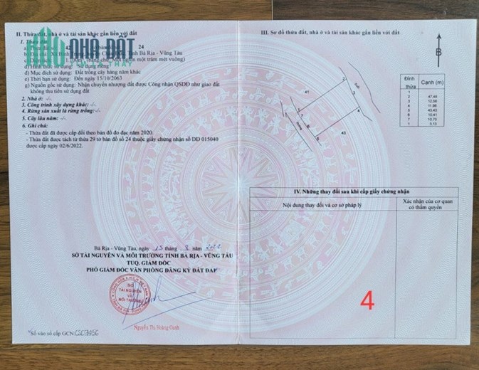 Đất sào bà rịa giá rẻ, đường nhựa, suối ôm đất
