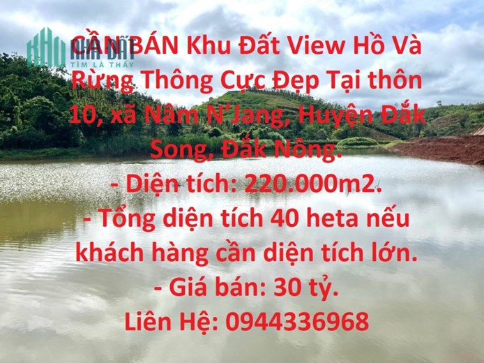 CẦN BÁN Khu Đất View Hồ Và Rừng Thông Cực Đẹp Tại Đắk Nông.