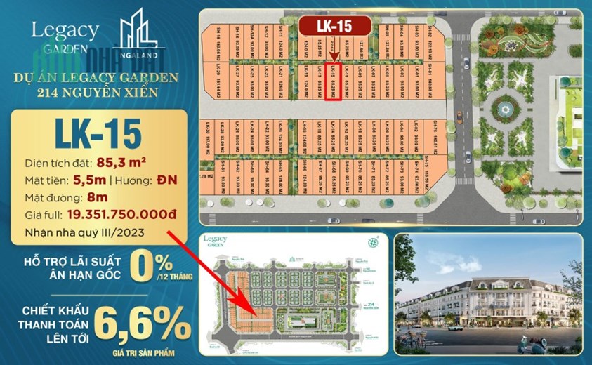 Mở bán đợt 1 Liền kề dự án Rue De Charme Thanh Xuân, 85m2, 18.8 tỷ