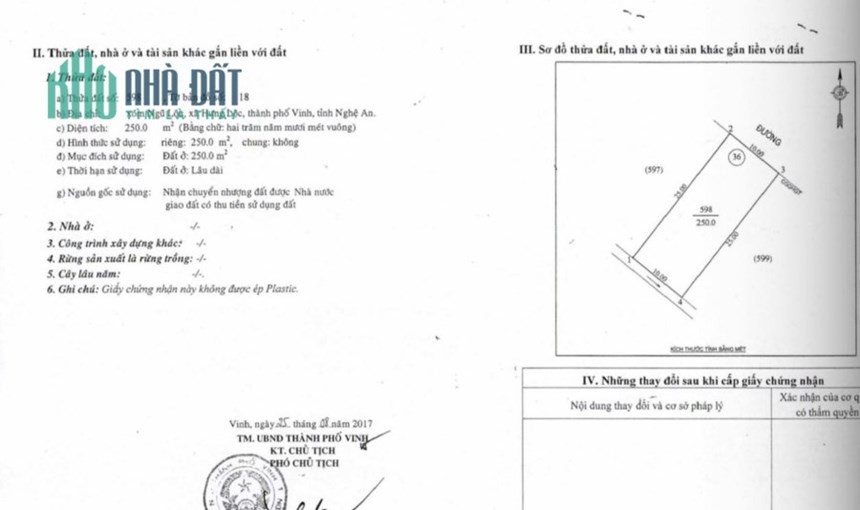 Bán lô 250m2 mặt đường 24m, khu đấu giá Ngũ Lộc, Hưng Lộc, TP Vinh