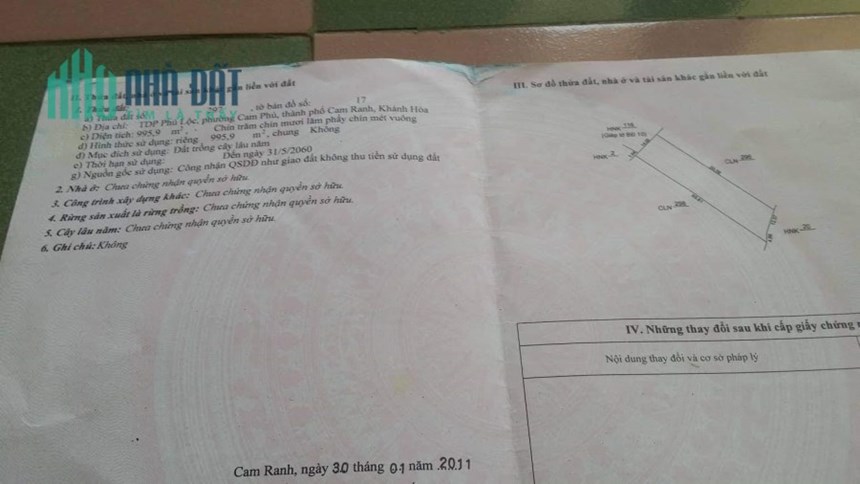 CHÍNH CHỦ BÁN Lô Đất Đẹp Tại Phường Cam Phú, Thành Phố Cam Ranh, Khánh Hòa