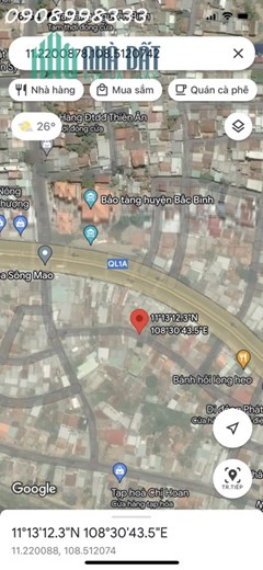 Đất CC  trung tâm thị trấn chợ Lầu Bắc Bình đường ô tô, sát Quốc Lộ 1A