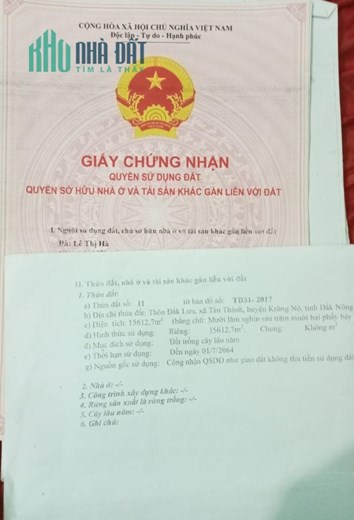 Sở Hữu Ngay Lô Đất Vị Trí Đắc Địa Tại xã Tân Thành huyện Krông nô tỉnh Đắk nông