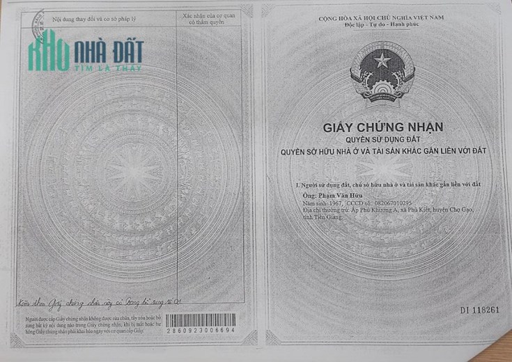 CHÍNH CHỦ CẦN BÁN NHANH Lô Đất Đẹp Vị Trí Đắc Địa Tại Tiền Giang