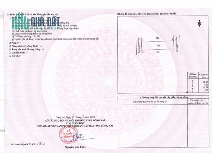 Kẹt tiền bán gấp lô đất 2 mặt tiền Đồng Nai, khu dân cư đông đúc, sổ hồng riêng, giá rẻ 960tr hỡ