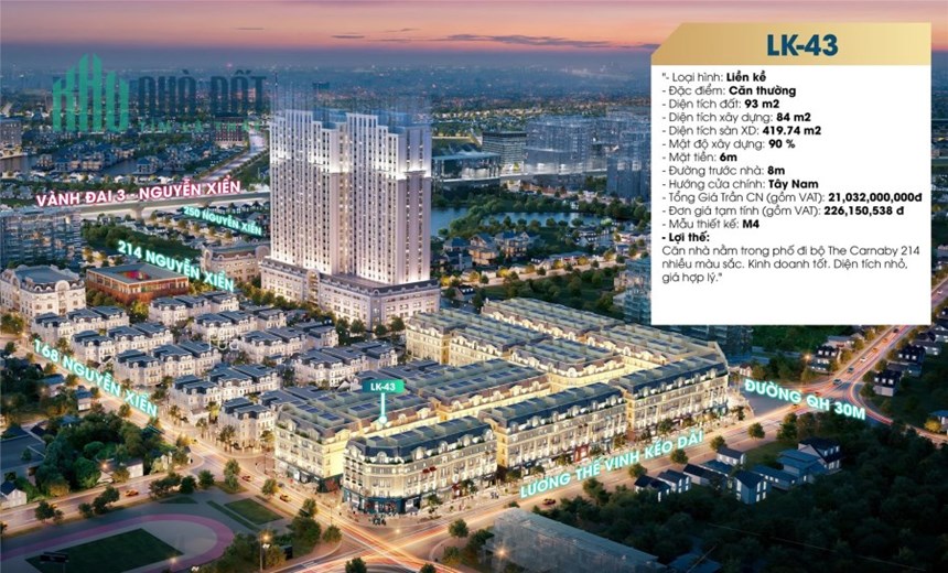 Nhà liền kề Nguyễn Xiển, 93m2, xây 6 tầng, 6x15.5m, 20 tỷ