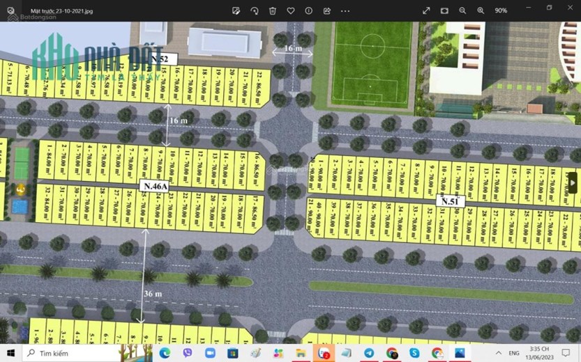 Chính chủ bán lô góc N51 – 40. Mặt đường 36m và 16m KĐT Rùa Vàng City
