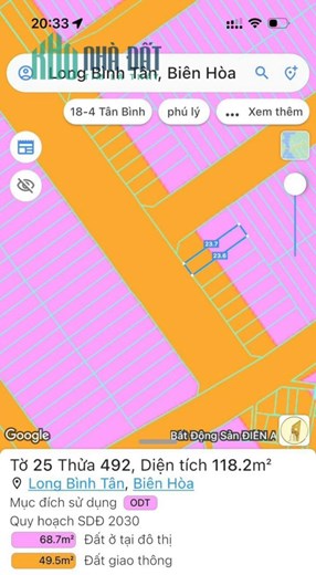 Bán lô đất mặt tiền KDC An Hưng Phát, P.Long Bình Tân, Biên Hoà 3,3tỷ