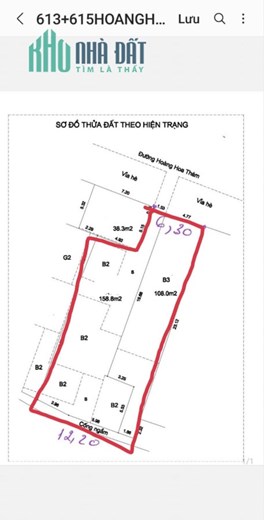 Đất mặt phố Hoàng Hoa Thám 298m, mt6.3m, 56 tỷ