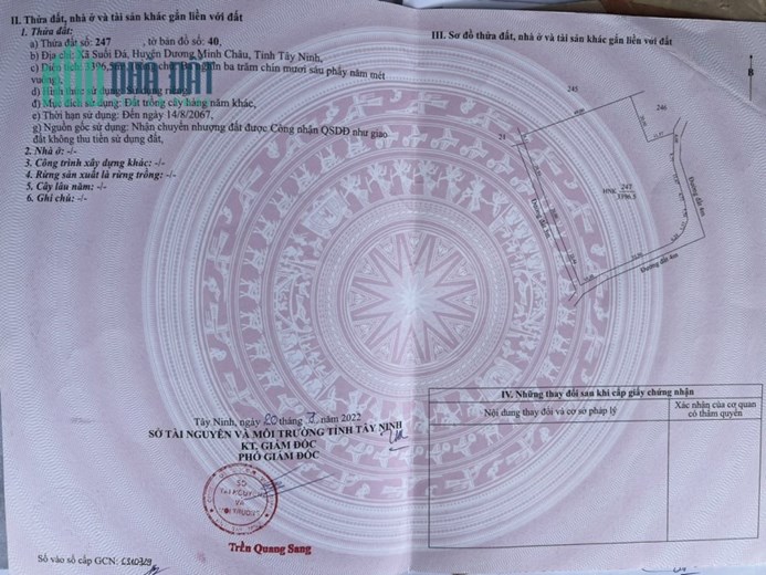 Bán lô đất đường Suối Đá, X.Suối Đá, H.Dương Minh Châu, Tây Ninh