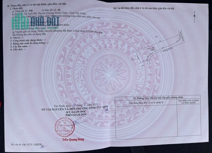 Bán lô đất đường Suối Đá, X.Suối Đá, H.Dương Minh Châu, Tây Ninh