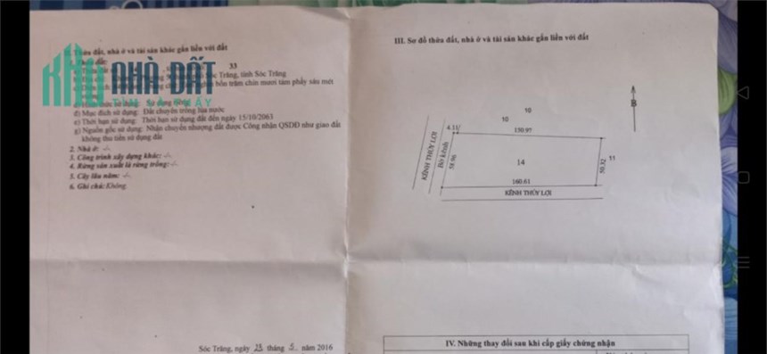 Sở Hữu Ngay 2 Lô Đất Ruộng Vị Trí Đẹp Tại Khóm 1, Phường 5, TPSóc Trăng