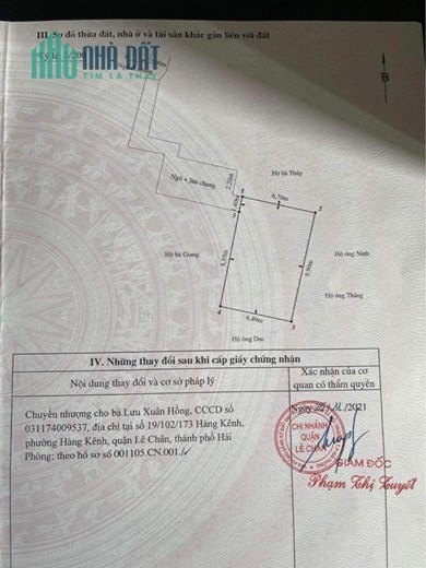 Chính chủ cần bán lô đất tại 8/37/96 Chợ Hàng - Lê Chân - Hải Phòng .