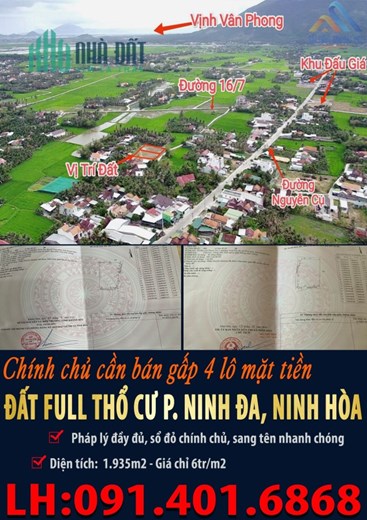 Cần bán lô đất full thổ cư Phường Ninh Đa, Ninh Hòa, giá chỉ 6tr/m2