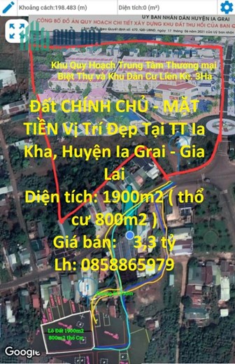 Đất CHÍNH CHỦ - MẶT TIỀN Vị Trí Đẹp Tại TT Ia Kha, Huyện Ia Grai - Gia Lai