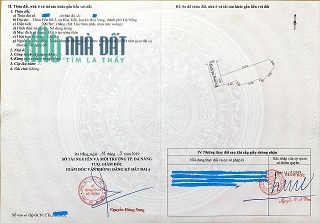 Bán đất chính chủ đường bê tông 5m thôn Yến Nê, Xã Hòa Tiến, Huyện Hòa Vang, Đà Nẵng