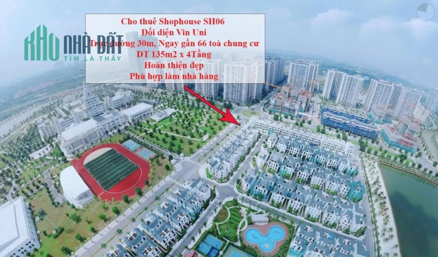 Cho thuê Shophouse San Hô 06 hoàn thiện Đối diện VIN UNI làm cafe, nhà hàng tại Vinhomes Ocean Park
