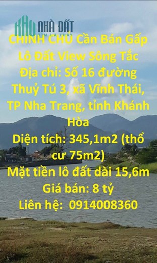 CHÍNH CHỦ Cần Bán Gấp Lô Đất View Sông Tắc