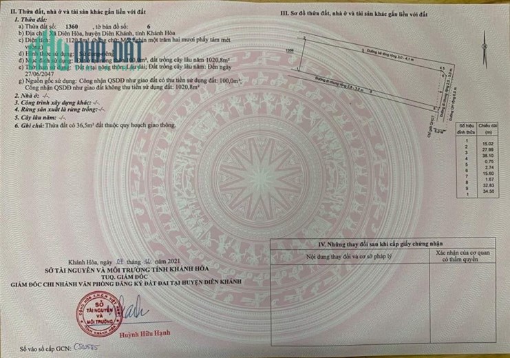 Bán đất Diên Hoà siêu phẩm 3 mặt đường bê tông vuông vức