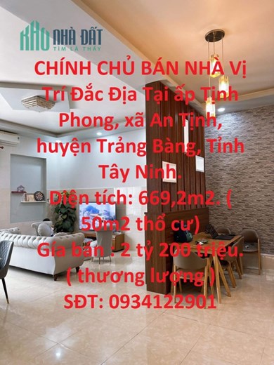 CHÍNH CHỦ BÁN NHÀ Vị Trí Đắc Địa Tại Huyện Trảng Bàng, Tỉnh Tây Ninh.