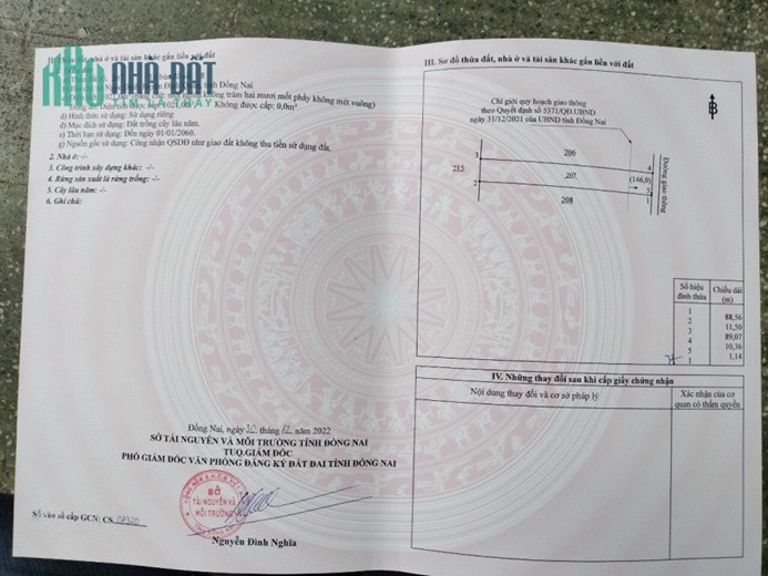 Bán khu đất đường DT 761, Ngọc Định, H. Định Quán, Đồng Nai