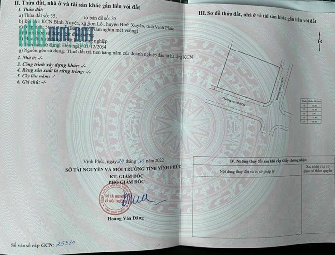 Bán 3 lô đất tại KCN Bình Xuyên 1 - Vĩnh Phúc