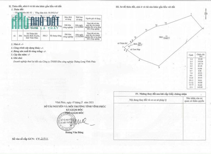 Chuyển nhượng 5,6ha đất trong Khu công nghiệp Thăng Long 3 - Vĩnh Phúc