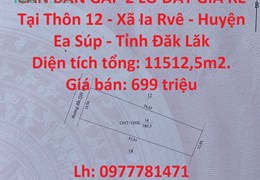CẦN BÁN GẤP 2 LÔ ĐẤT GIÁ RẺ Tại Thôn 12 - Xã Ia Rvê - Huyện Ea Súp - Tỉnh Đăk Lăk