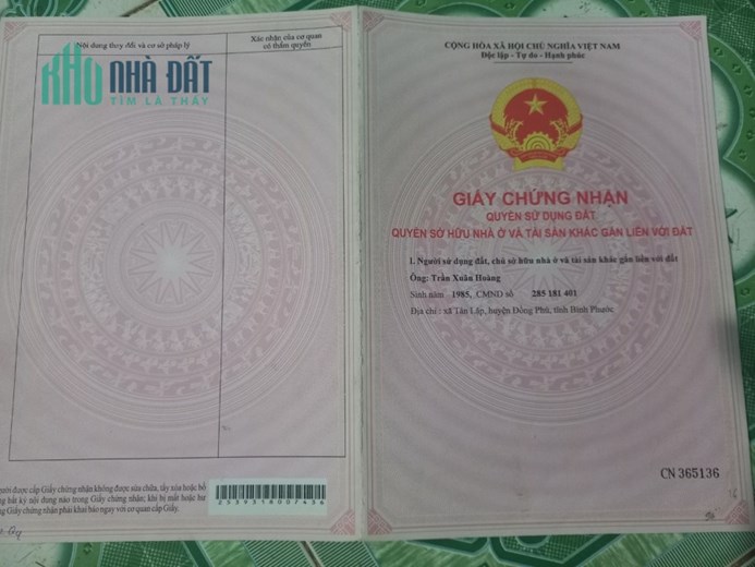 BÁN LÔ ĐẤT ĐẸP CÓ 1-0-2, GIÁ RẺ TẠI ĐỒNG PHÚ - CHÍNH CHỦ KHÔNG QUA TRUNG GIAN