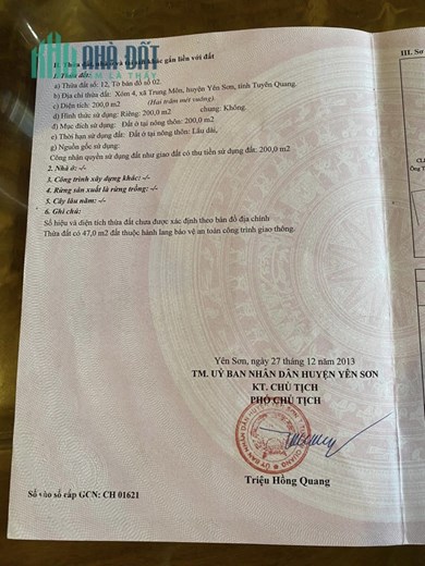 Chính chủ cần bán nhanh lô đất Thuộc  mặt đường quốc lộ Xóm 4 – Xã Trung Môn – Huyện Yên Sơn – Tỉnh