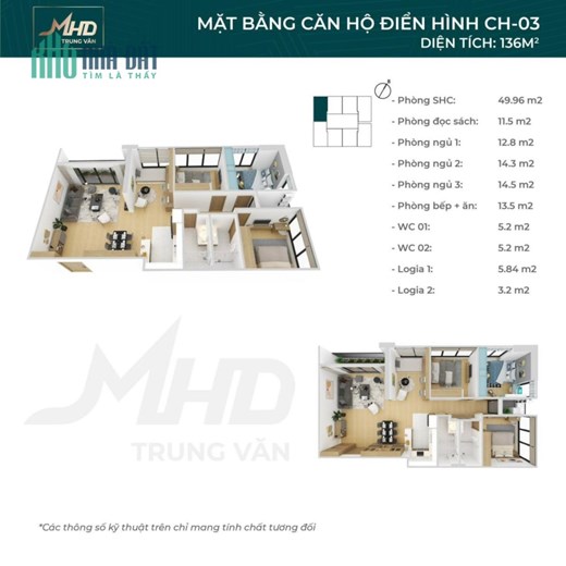 Bán căn hộ nguyên bản 136m2 tầng 22 chung cư MHD Trung Văn