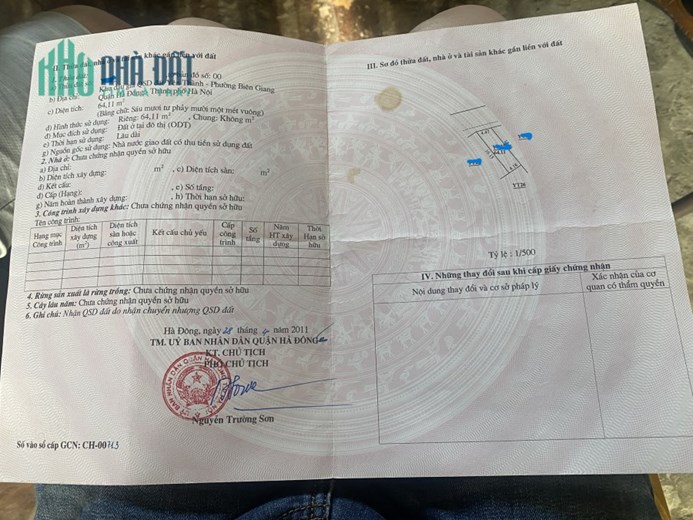 BÁN ĐẤT ĐẤU GIÁ QUẬN HÀ ĐÔNG, DT64,11M2, NHỈNH 2.4 TỶ, ĐƯỜNG Ô TÔ TRÁNH