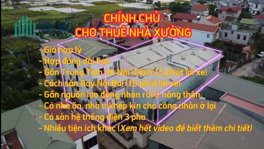 Mình là chính chủ đang có diện tích 950m2 nhà xưởng cho thuê  tại Số 16 Ngõ Trại 1, thôn Mỹ Nội, xã