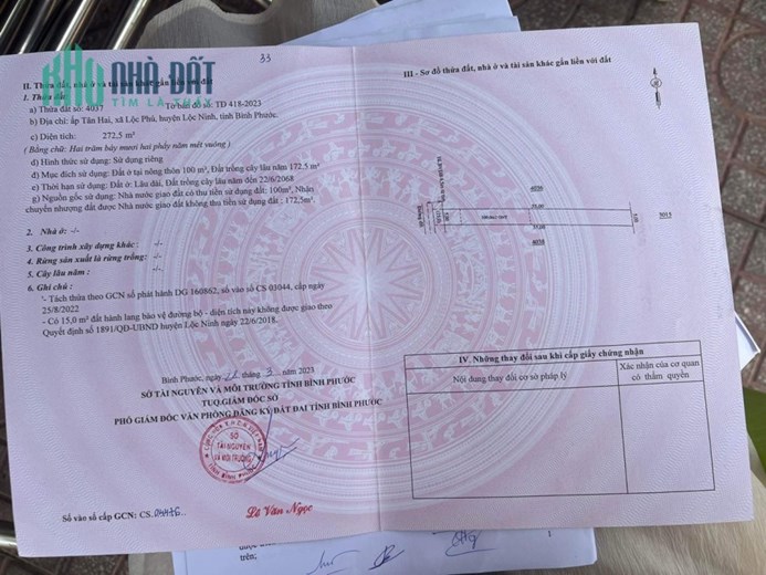 Chính Chủ Cần Bán Lô Đất Huyện Lộc Ninh