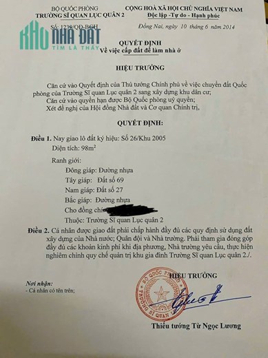 Chính chủ cần bán lô đất Hai mặt tiền, Đường Phùng Hưng, Khu 2005 Tam Phước, Biên Hoà.
