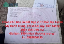 Chính Chủ Bán Lô Đất Đẹp Vị Trí Đắc Địa Tại Xã Mỹ Hạnh Trung, Thị xã Cai Lậy, Tiền Giang