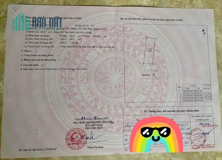 Chính Chủ Cần Bán Lô Đất Mặt Tiền Vị Trí Đẹp Tại Cẩm Phả - Quảng Ninh.