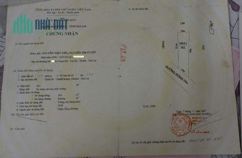 CẦN BÁN GẤP Lô Đất 2 Mặt Tiền Cực Đẹp Tại Hẻm 230 Nguyễn Chí Thanh, Pleiku