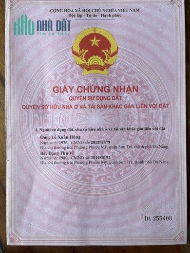 CHÍNH CHỦ Cần Tiền Bán Nhanh Lô Đất Đường Mỹ Khê 8 - Q. Sơn Trà - TP Đà Nẵng