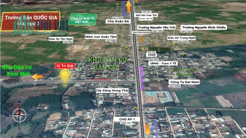 Bán 1000m2 chính chủ - full đất ở - Sổ hồng riêng - tại khu dân cư bàn cờ