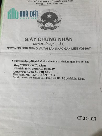 ĐẤT ĐẸP - GIÁ TỐT - Cần Bán Lô Đất Vị Trí Đắc Địa Tại TP Bảo Lộc, Lâm Đồng