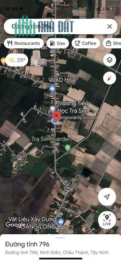 Cần bán lô đất mặt tiền DT 796, Ấp Trà Sim, Ninh Điền, H.Châu Thành, Tây Ninh