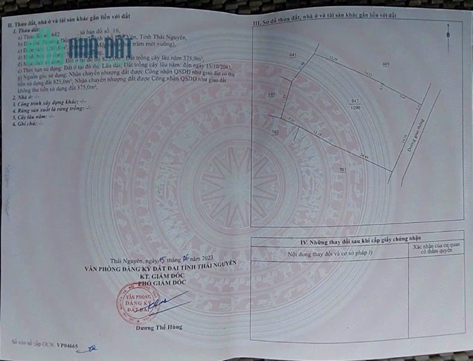 cần bán lô đất rộng 1200m2 tận 850m thổ cư ngay gần nhà máy sang sung thái nguyên ngay mặt đường