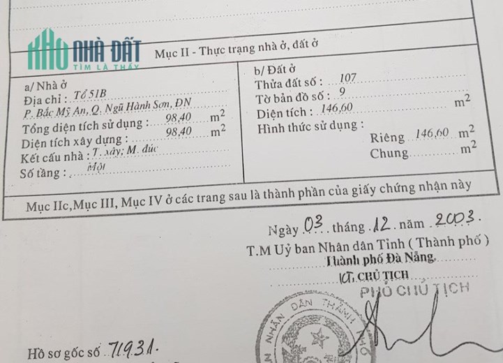 CHÍNH CHỦ CẦN BÁN Căn Nhà Đường Mai Thúc Lân, Quận Ngũ Hành Sơn, TP Đà Nẵng